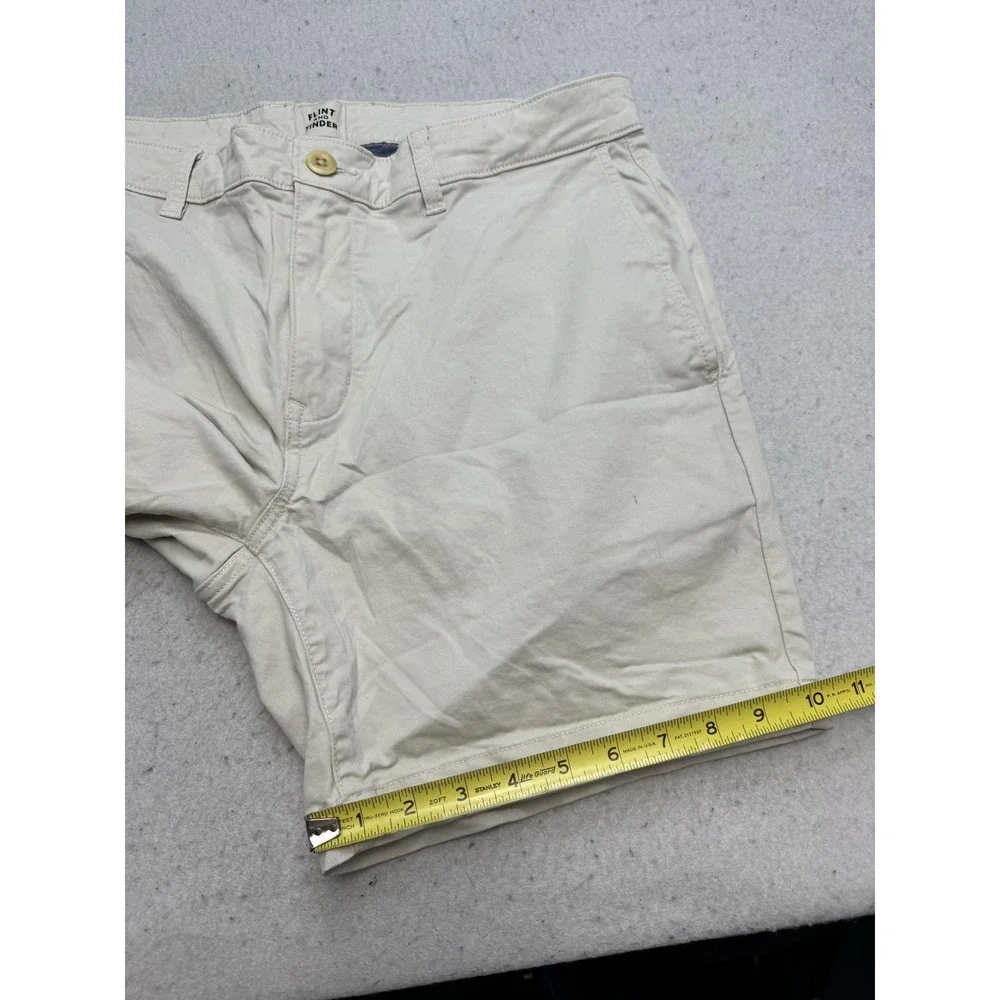 Flint And Tinder Shorts Mens 34 Beige Chino Canvas 7 Inseam Stretch Casual